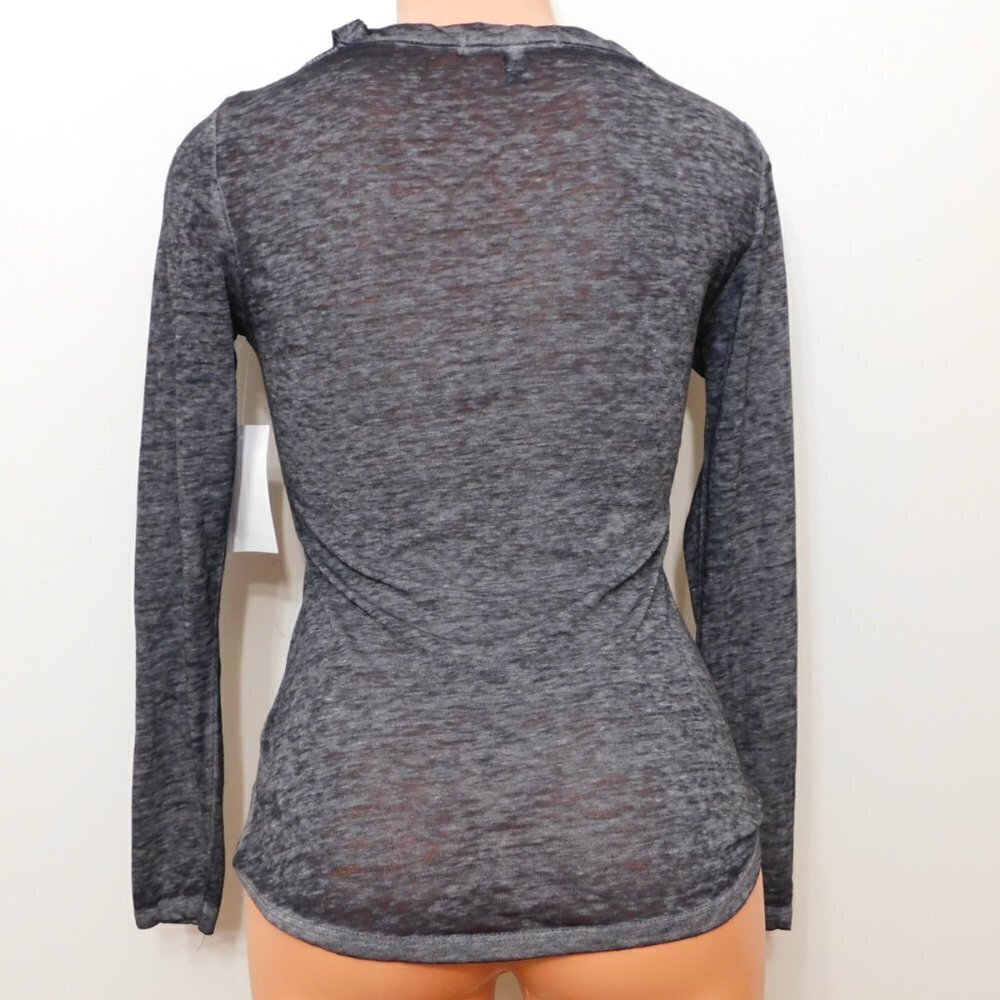 JR441 Derek Heart Evening Blue Women's Long Sleeve Burnout T-Shirt Size M - Picture 2 of 2